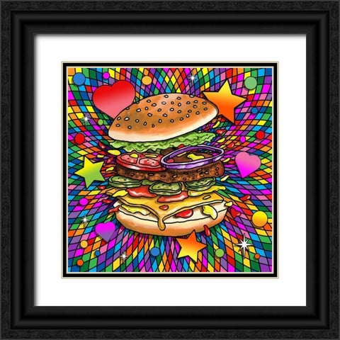 Hamburg Pop Art Black Ornate Wood Framed Art Print with Double Matting by Green, Howie