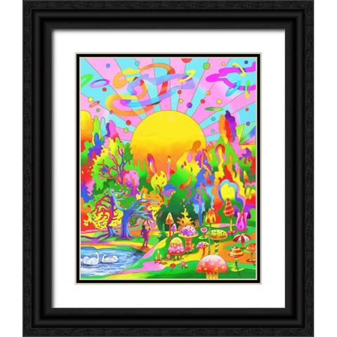 Swan Park Sunrise Black Ornate Wood Framed Art Print with Double Matting by Green, Howie