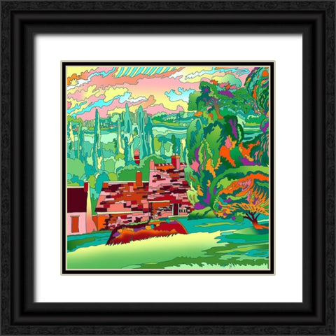 3 Cottages Landscape Black Ornate Wood Framed Art Print with Double Matting by Green, Howie