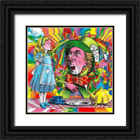 Alice-Mad-Hatter Black Ornate Wood Framed Art Print with Double Matting by Green, Howie