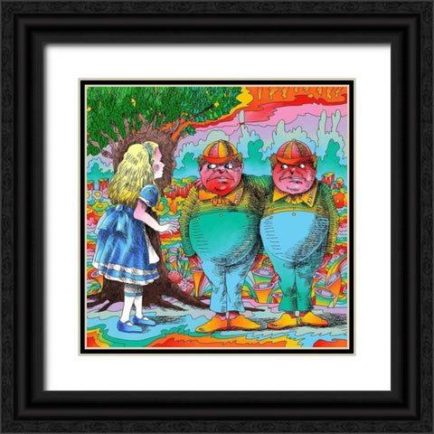 Alice-Tweedle-Dee-Dum Black Ornate Wood Framed Art Print with Double Matting by Green, Howie