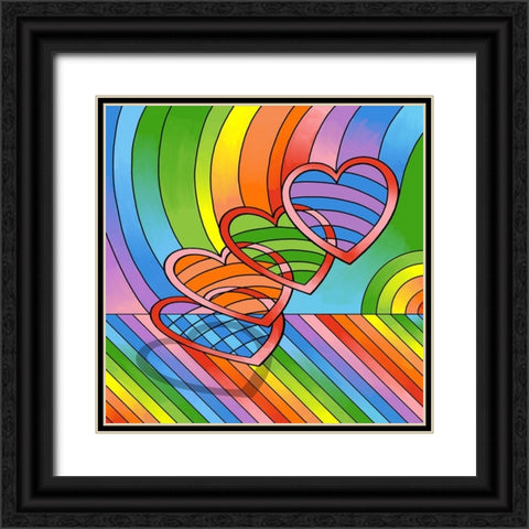 Floating-Hearts Black Ornate Wood Framed Art Print with Double Matting by Green, Howie