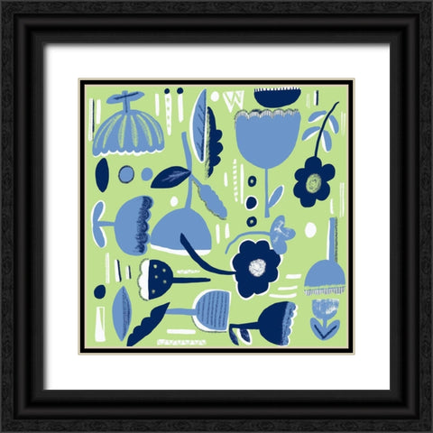 Blue Black Ornate Wood Framed Art Print with Double Matting by HUE and MI and Sangita