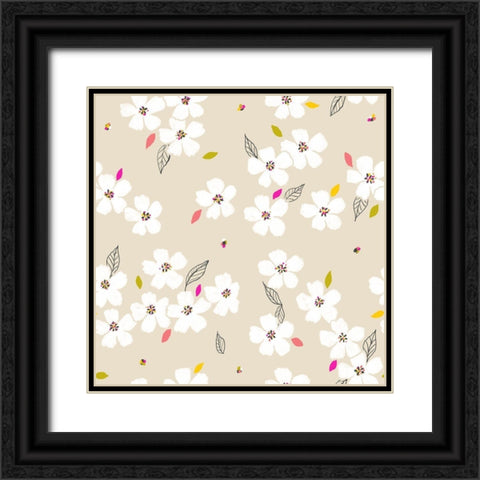Delicate Whites Black Ornate Wood Framed Art Print with Double Matting by HUE and MI and Sangita