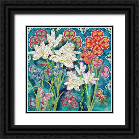 Floral 3 Black Ornate Wood Framed Art Print with Double Matting by HUE and MI and Sangita