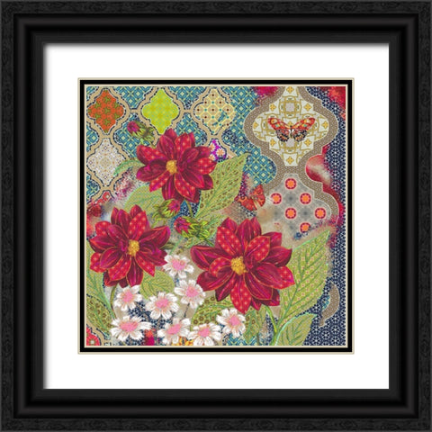 Floral 4 Black Ornate Wood Framed Art Print with Double Matting by HUE and MI and Sangita
