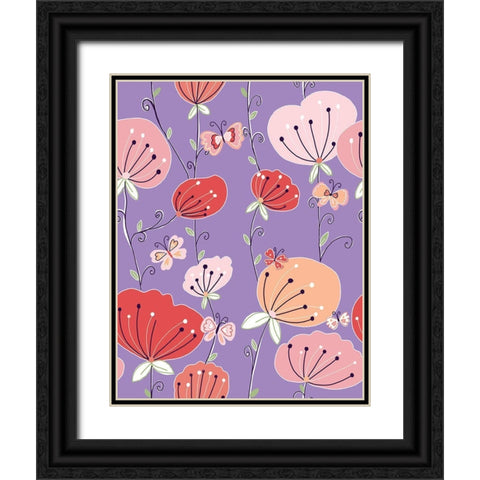 Tulips Black Ornate Wood Framed Art Print with Double Matting by HUE and MI and Sangita