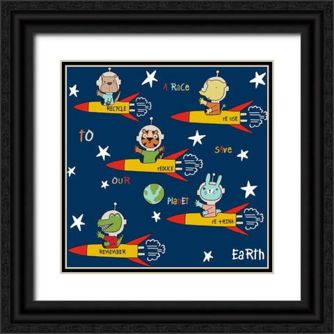4 Rs To Safe Earth Black Ornate Wood Framed Art Print with Double Matting by HUE and MI and Sangita