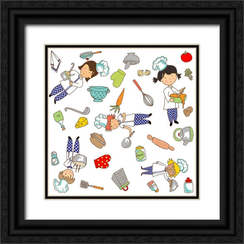 Lets Cook Black Ornate Wood Framed Art Print with Double Matting by HUE and MI and Sangita