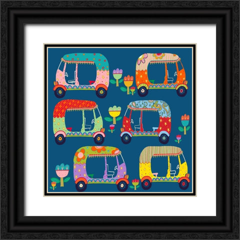 Rickshaw Black Ornate Wood Framed Art Print with Double Matting by HUE and MI and Sangita
