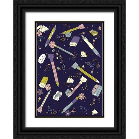 Stationary Black Ornate Wood Framed Art Print with Double Matting by HUE and MI and Sangita