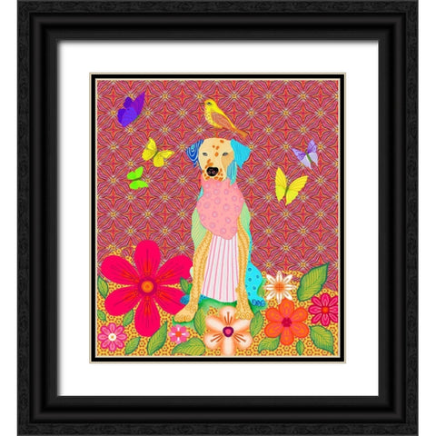 Tall dog Black Ornate Wood Framed Art Print with Double Matting by HUE and MI and Sangita