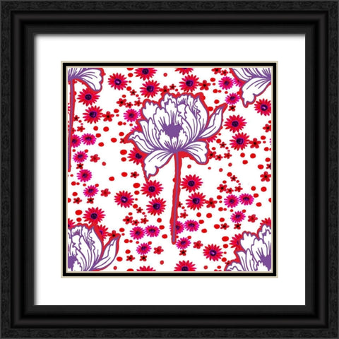 20-66 Flower Drops Black Ornate Wood Framed Art Print with Double Matting by HUE and MI and Sangita