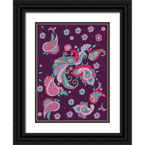 Peacock Black Ornate Wood Framed Art Print with Double Matting by HUE and MI and Sangita