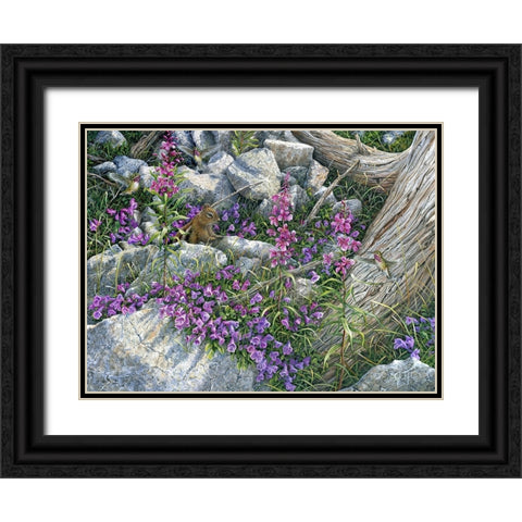 Squirrel Painting Black Ornate Wood Framed Art Print with Double Matting by Tift, Jeff