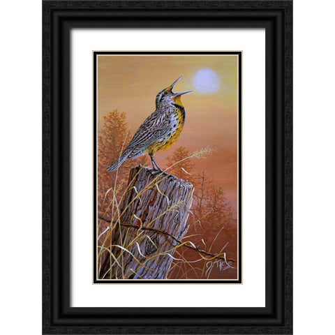 Meadowlark Painting Black Ornate Wood Framed Art Print with Double Matting by Tift, Jeff