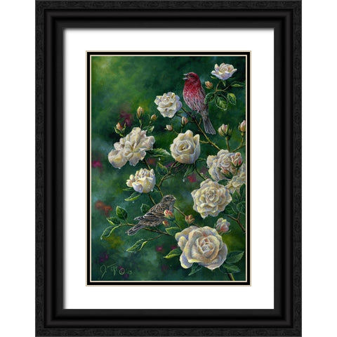 Purple Finch Black Ornate Wood Framed Art Print with Double Matting by Tift, Jeff
