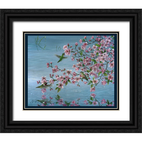 Broad Tailed Hummer Black Ornate Wood Framed Art Print with Double Matting by Tift, Jeff