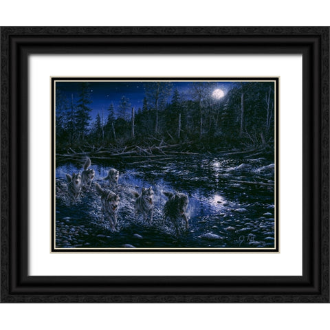 Midnight Pursuit Black Ornate Wood Framed Art Print with Double Matting by Tift, Jeff