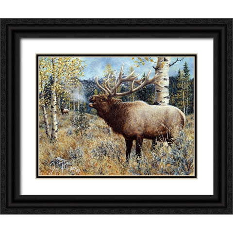 Wapiti Black Ornate Wood Framed Art Print with Double Matting by Tift, Jeff