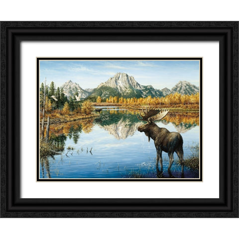 Bull Moose Black Ornate Wood Framed Art Print with Double Matting by Tift, Jeff