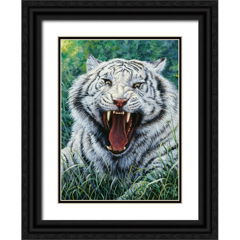 White Tiger 2 Black Ornate Wood Framed Art Print with Double Matting by Tift, Jeff