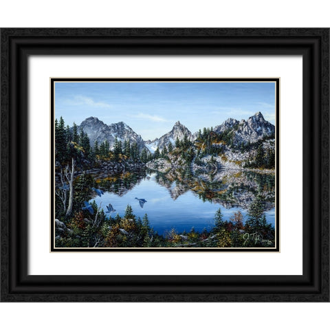 Gem Lake Black Ornate Wood Framed Art Print with Double Matting by Tift, Jeff