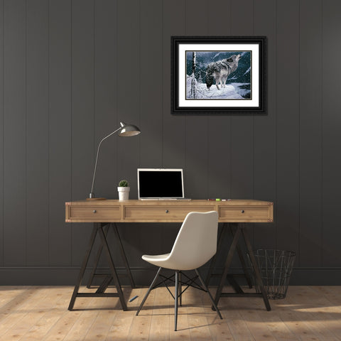 Lone Wolf Black Ornate Wood Framed Art Print with Double Matting by Tift, Jeff