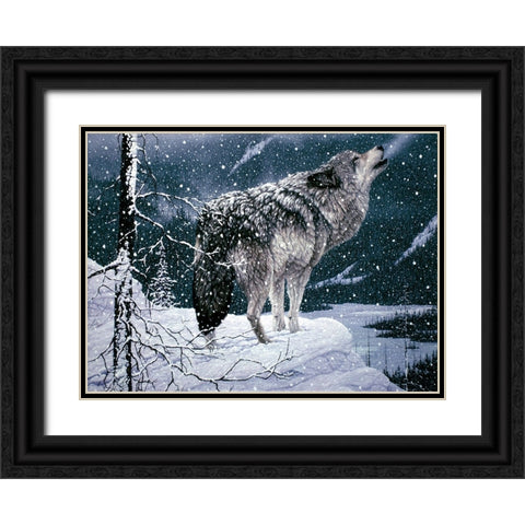 Lone Wolf Black Ornate Wood Framed Art Print with Double Matting by Tift, Jeff