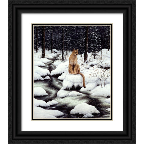 Cougar Black Ornate Wood Framed Art Print with Double Matting by Tift, Jeff