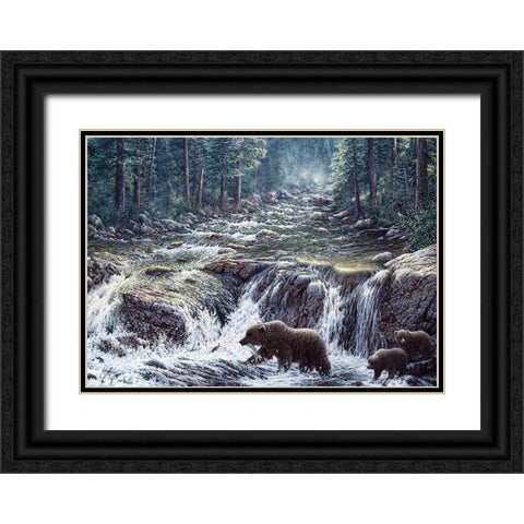 Bear Crossing Black Ornate Wood Framed Art Print with Double Matting by Tift, Jeff