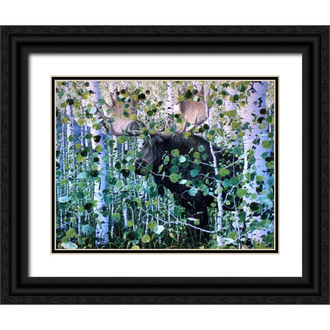 Moose Black Ornate Wood Framed Art Print with Double Matting by Tift, Jeff