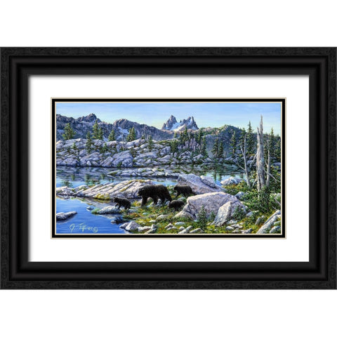 Black Bear Black Ornate Wood Framed Art Print with Double Matting by Tift, Jeff