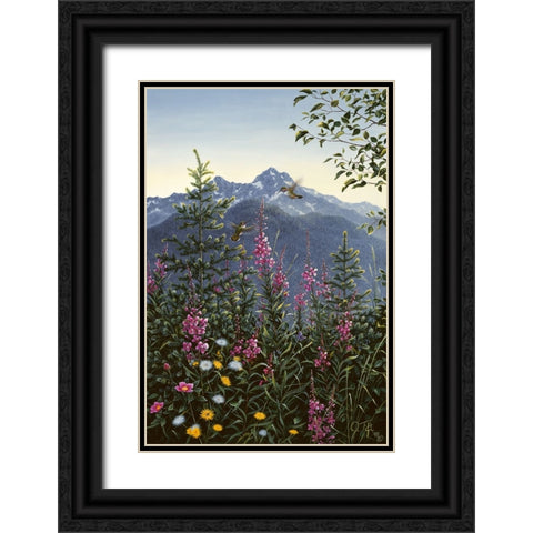 Hummingbirds Black Ornate Wood Framed Art Print with Double Matting by Tift, Jeff