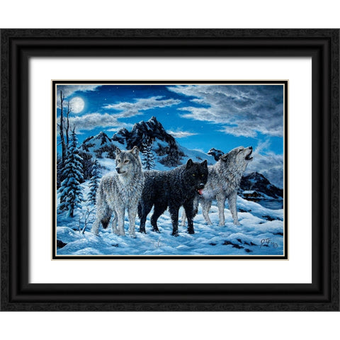 Night Howl Black Ornate Wood Framed Art Print with Double Matting by Tift, Jeff