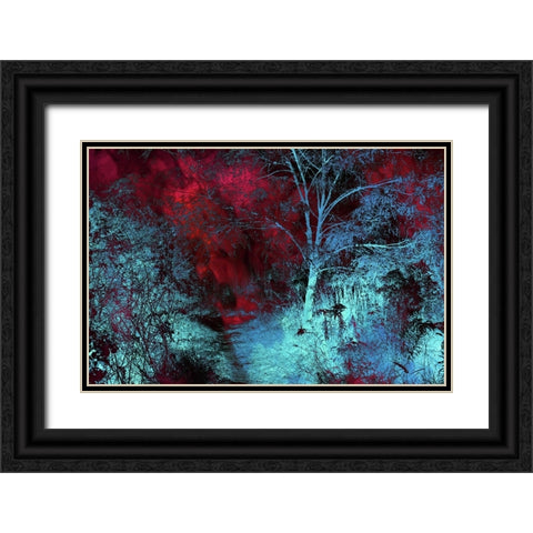 Moonlight Forest Black Ornate Wood Framed Art Print with Double Matting by Jenny Rainbow Fine Art