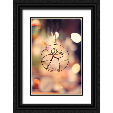 Christmas Angel Black Ornate Wood Framed Art Print with Double Matting by Jenny Rainbow Fine Art