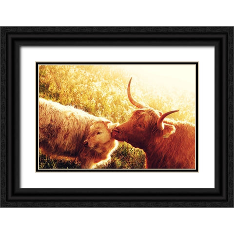 Fenella with Her Daughter Black Ornate Wood Framed Art Print with Double Matting by Jenny Rainbow Fine Art