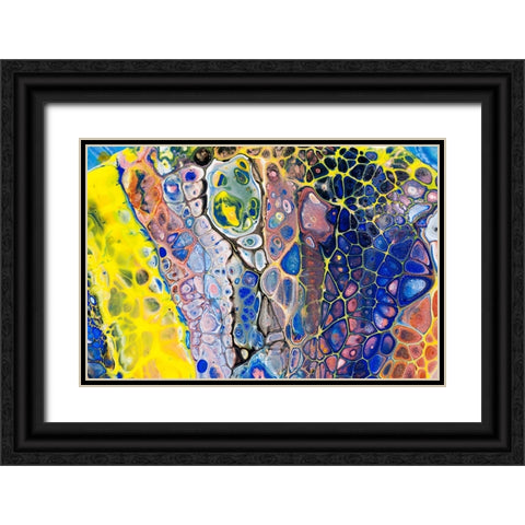 Fluid Acrylic Colorful Night Dreams 1 Black Ornate Wood Framed Art Print with Double Matting by Jenny Rainbow Fine Art
