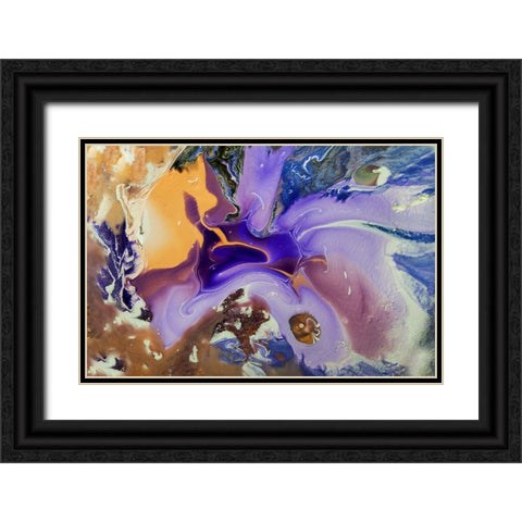 Fluid Acrylic Galactic Portal Black Ornate Wood Framed Art Print with Double Matting by Jenny Rainbow Fine Art