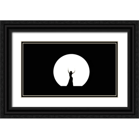 Full Moon Dance Black Ornate Wood Framed Art Print with Double Matting by Jenny Rainbow Fine Art