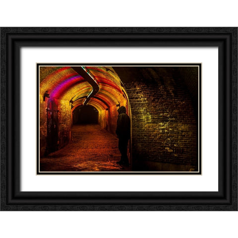 Trajectum Lumen Project Ganzenmarkt Tunnel Black Ornate Wood Framed Art Print with Double Matting by Jenny Rainbow Fine Art