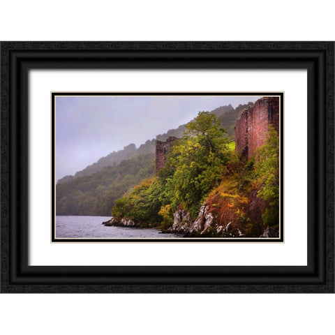 Urquhart Castle at Loch Ness Black Ornate Wood Framed Art Print with Double Matting by Jenny Rainbow Fine Art