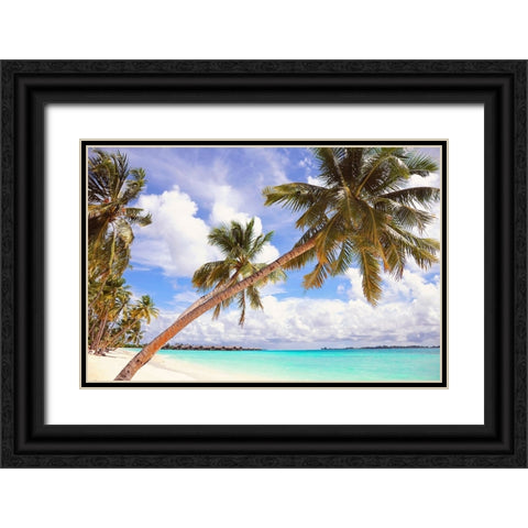 Whispering Palms Black Ornate Wood Framed Art Print with Double Matting by Jenny Rainbow Fine Art