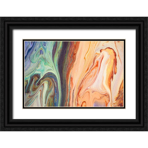 Fluid Acrylic  Heating Waves 1 Black Ornate Wood Framed Art Print with Double Matting by Jenny Rainbow Fine Art