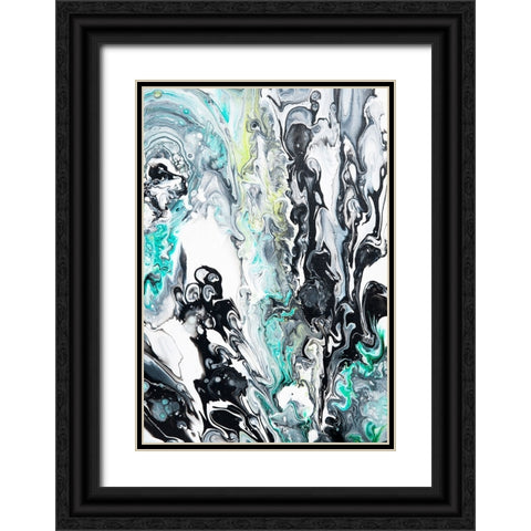 Fluid Acrylic  In Tropical Jungles Black Ornate Wood Framed Art Print with Double Matting by Jenny Rainbow Fine Art