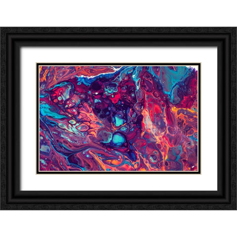 Fluid Acrylic Arabian Fairytales Black Ornate Wood Framed Art Print with Double Matting by Jenny Rainbow Fine Art