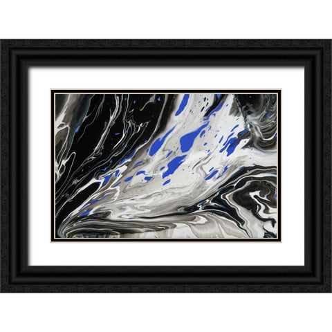 Fluid Acrylic Night Over Ocean 1 Black Ornate Wood Framed Art Print with Double Matting by Jenny Rainbow Fine Art