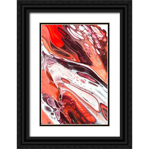 Fluid Acrylic Terracotta and Coral Flows Black Ornate Wood Framed Art Print with Double Matting by Jenny Rainbow Fine Art