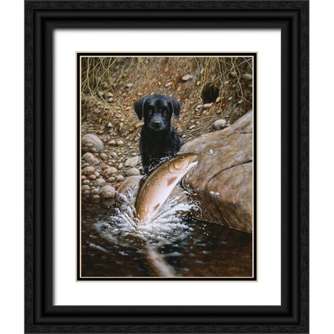 Js56-D Black Ornate Wood Framed Art Print with Double Matting by Silver, John